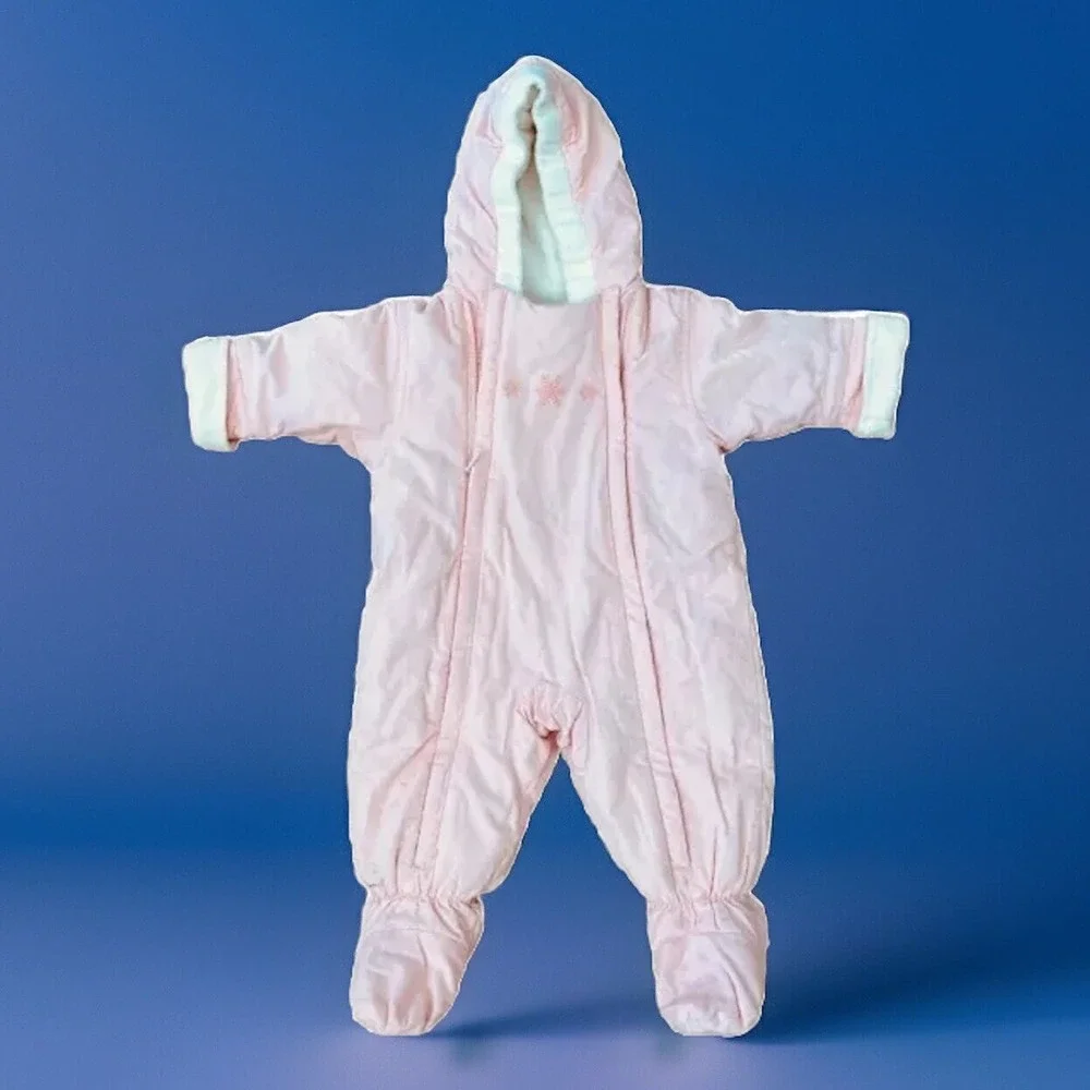 Lands' End Baby Infant 3 Month Pink corduroy Snow Suit Bunting Suit Girl